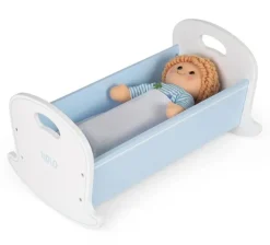 BigJigs Doll Cradle Blue Wooden