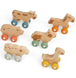 BigJigs Farm Animal On Wheels Wooden