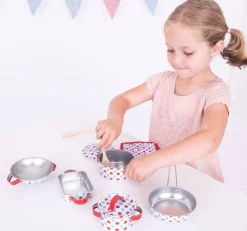 Bigjigs Spotted Metal Kitchen Ware Set