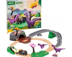 BRIO World Dinosaur Adventure Set: Track, Train, Carriages and Dinosaurs 36094