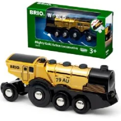BRIO World Mighty Gold Action Locomotive Battery Powered Train 33630