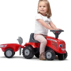 Falk Age 1+, My First Massey Ferguson Tractor and Trailer with rake and shovel 241C