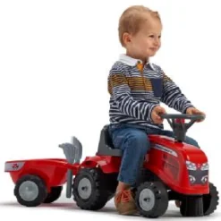 Falk Age 1+, My First Massey Ferguson Tractor and Trailer with rake and shovel 241C