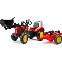 Falk Age 3+ Super Charger Red Tractor with Loader, Opening Bonnet and Trailer 2020M
