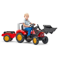 Falk Age 3+ Super Charger Red Tractor with Loader, Opening Bonnet and Trailer 2020M