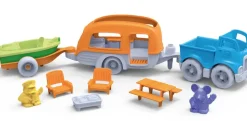 Green Toys RV Camper Set With Caravan and Boat