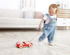 Hape Pull Along Wooden Cart with Stacking Blocks