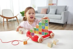 Hape Pull Along Wooden Cart with Stacking Blocks