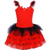Pink Poppy Ladybug Fairy Dress with wings