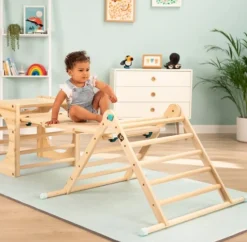 TP Active Tots Pikler Style Wooden Climbing Bridge and Slide