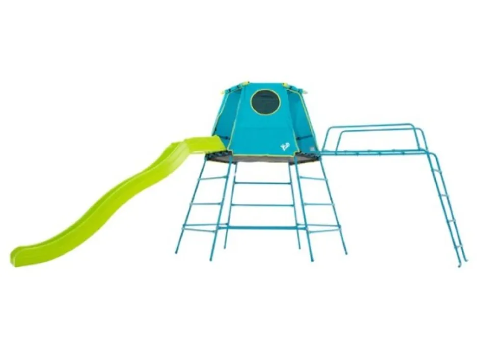 TP Explorer Metal Climbing Frame Blue with Jungle Run and Ripple slide with Attachment Bracket