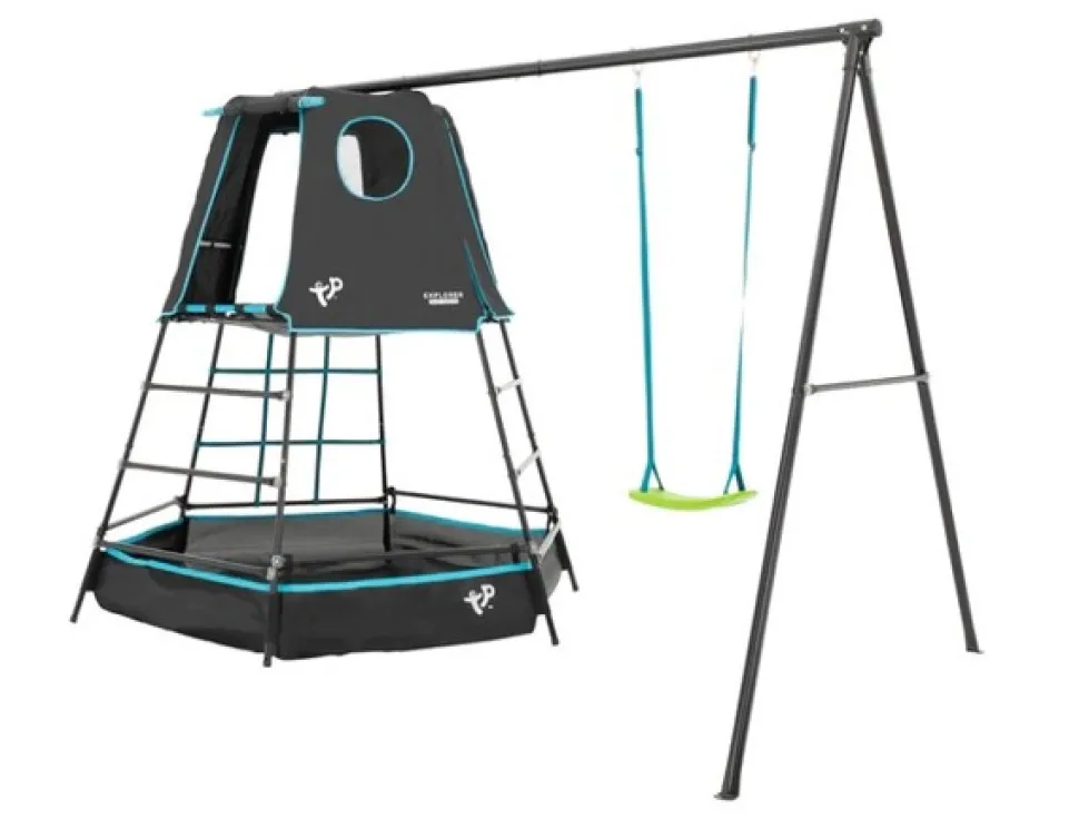TP Explorer Metal Climbing Frame Black and Swing Black