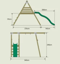 TP Knightswood Wooden Swing Frame Single and Deck