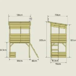 TP Tree Tops Wooden Tower Playhouse with Slide