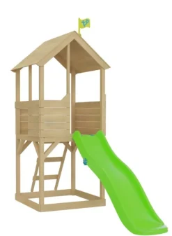 TP Treehouse Wooden Play Tower with Wavy Slide and Slide Lock