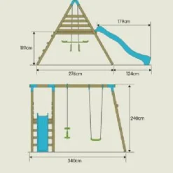 TP Knightswood Wooden Swing Frame Double and Deck