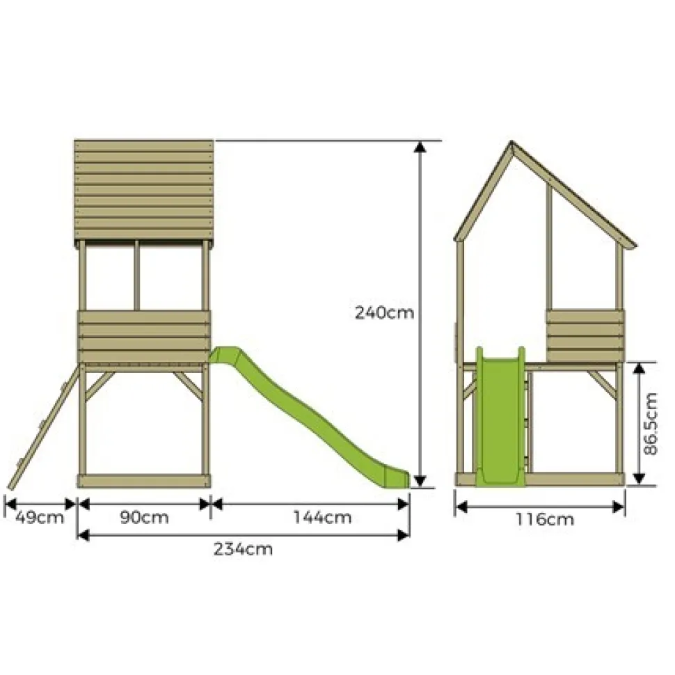 TP Wooden Lookout Tower Playhouse and Slide